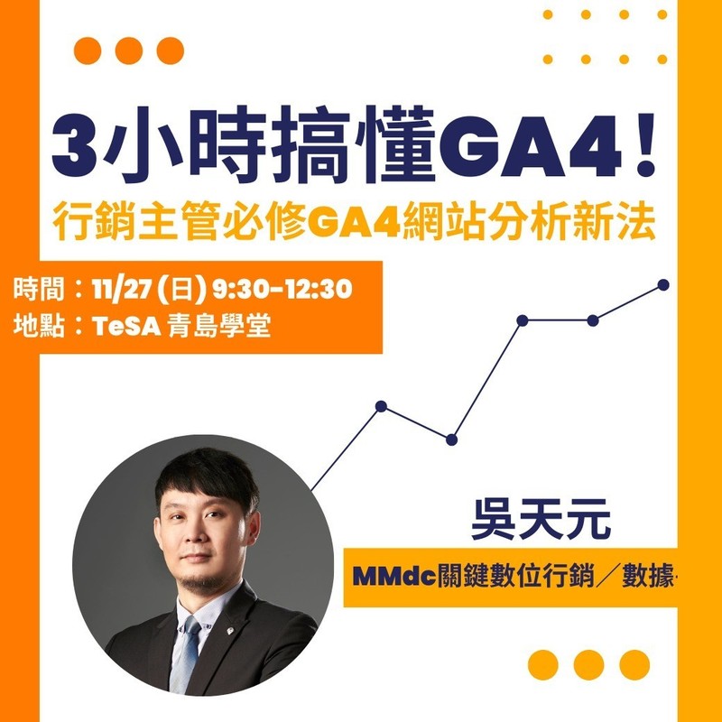 3小時搞懂GA4！11/27（日）行銷主管必修GA4網站分析新法